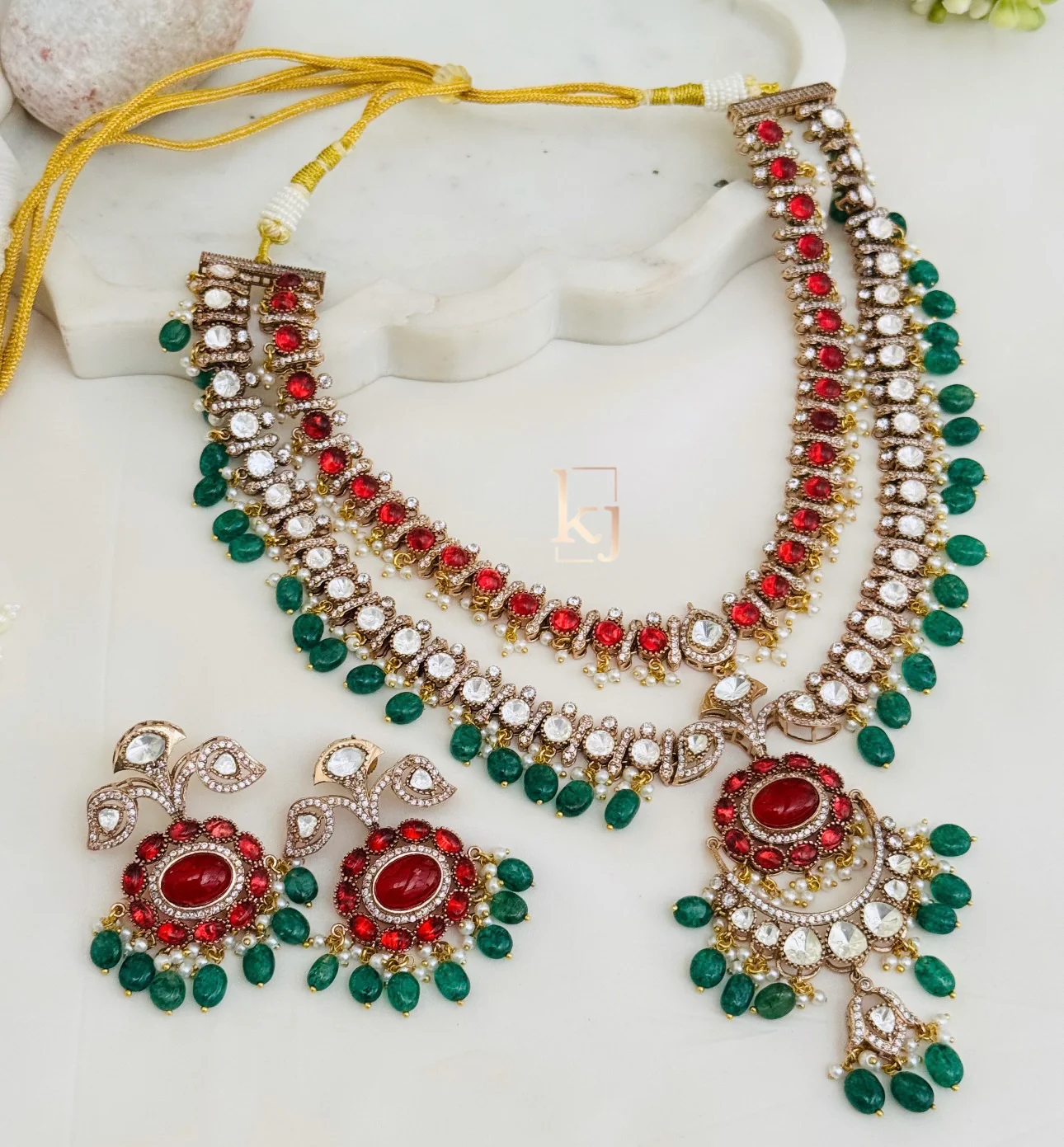 Ratnamalika polki necklace set - Image 5