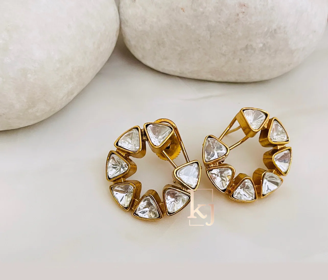 Round polki studs - Image 3