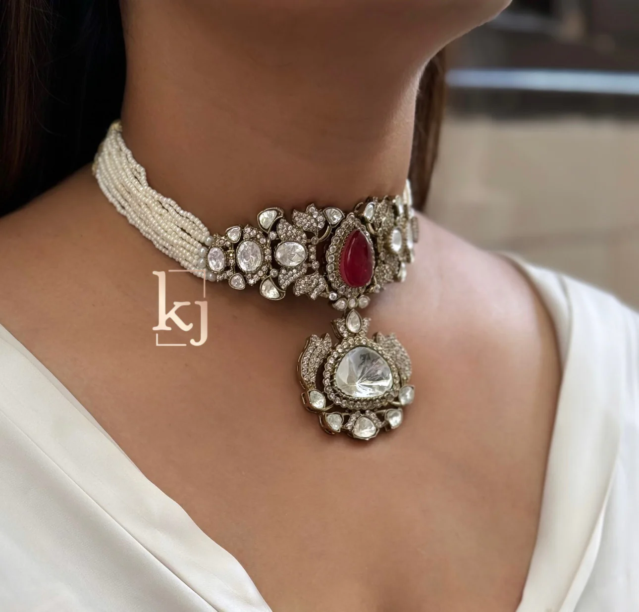 Aadhya polki uncut choker set - Image 2