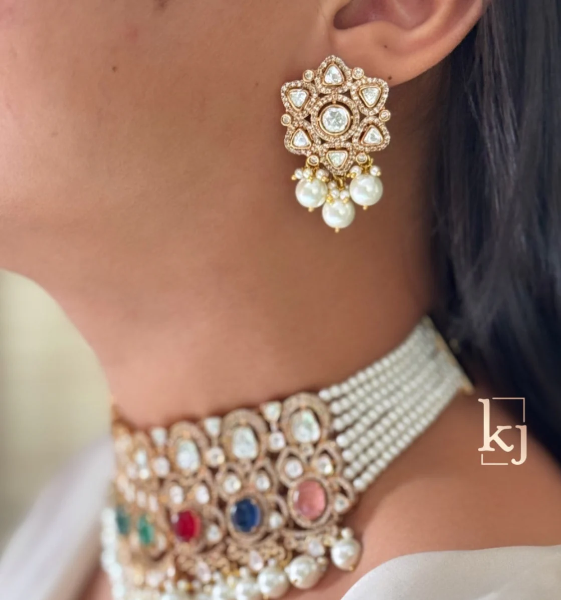 Rajwadi navratna choker set - Image 3